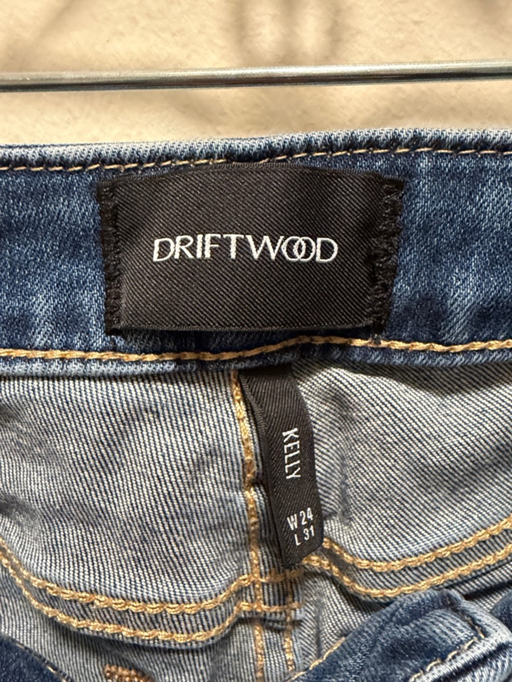 DRIFTWOOD Blue Denim Jeans with Red Floral Embroidery - Picture 2 of 3